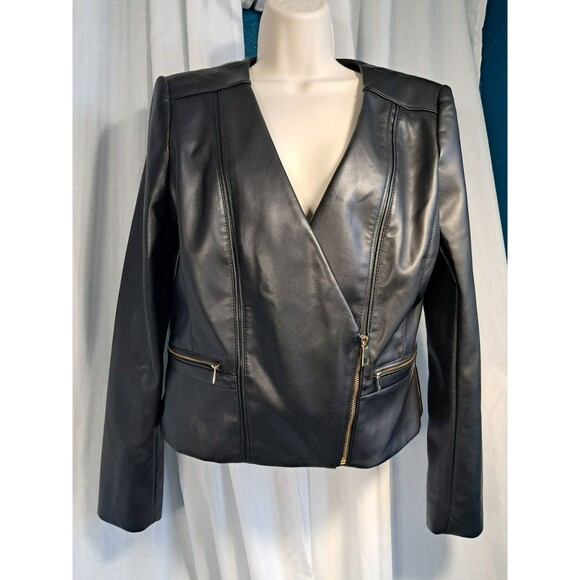 White House Black Market Jackets & Blazers - White House Black Market Faux Leather Jacket Black Size 10 570378602